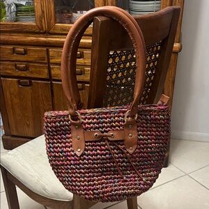 Multicolor Woven Tote Bag